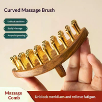 NEW 39-Tooth Solid Brass Meridian Brush Wooden Handle Massage Brush Multipurpose Beauty & Body Massage Tool