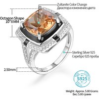CHARMING Engagement Rings Diaspore Sultanite Gemstone 925 Sterling Silver for Women Luxury Wedding Bride Wear Jewelry Gifts