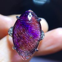 Natural Purple Super Seven 7 Red Adjustable Ring 20.4/11.7mm Rutilated Women Men Jewelry AAAAAA