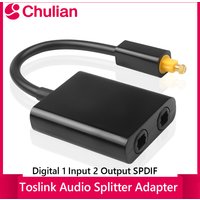 Toslink Audio Splitter Adapter 1 Input 2 Output SPDIF Optical Fiber Cable Digital Optical Cable Splitter Hub for DVD Optic Conve