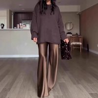 Spring New Elegant Loose Suit Office Ladies Fashion Straight Outfit Women's O-neck Long Sleeved Sweater and Pants Two Piece Set