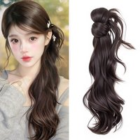 Synthetic wig Ponytail Extensions Wig Claw Clip Natural Wave Ponytail Hairpieces with Hair Scrunchie for Women Daily UseHairPins