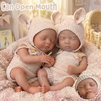 1PC/2 Styles 13Inch Open Mouth&Washable Solid Silicone Bebe Reborn Girls Painted Skin Handmade Lifelike Newborn Dolls For Gifts
