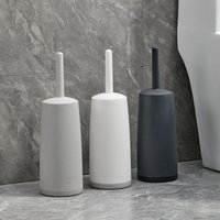 WORTHBUY Splash Proof Handle Toilet Brush With Base Soft Bristle Plastic Toilet Cleaning Brush Bathroom Toilet Cleaning Tools