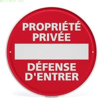 2D Flat Propriété Privée Défense d'Entrer Round Metal Sign, French No Entry Private Property Wall Decor