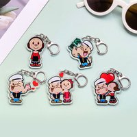 5Pcs Cartoon Popeye the Sailor Acrylic Car Keychain Accessories Cute Bag Charm Keyring Funny Backpack Pendant Decoration Gifts