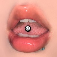 Trendy Black Number 8 Billiards Titanium Steel External Thread Tongue Piercing Stylish Jewelry Safe for Wearing While Drinking
