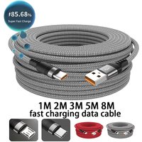 USB Type C Extended Cable Fast Charging For Samsung Xiaomi Huawei Realme OPPO Android Mobile Phone USB Data Cord 1M/2M/3M/5M/8M