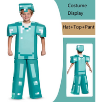 Nouvel ensemble de costumes de cosplay pour enfants, armure de diamant, personnage de jeu Steve, 3 pièces, pour fête d'Halloween