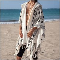 New Hooded Beach Sunscreen Clothing Fashion Casual Printed Tassel Cloak Men's Vacation Style Versatile Top Ethnic Style Clothing