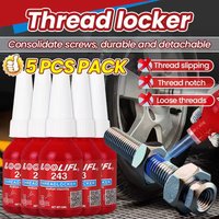 LOOLIFL 243 Thread Locker10ml 5PCS Medium Strength Anaerobic Adhesive Blue Threadlocker for Nuts Bolts Screws Anti Loose Sealant