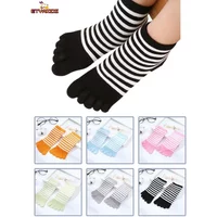 1Pairs Kids Toe Socks Striped Cotton-finger Socks for 4-12T Children Boys Girls Casual Five Toes Socks Breathable Short Socks