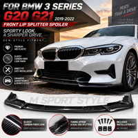 Przedni spojler/listwa pod maskę do BMW serii 3 G20 G21, model 320i, rocznik 2019-2022, wersja M Sport, błyszczący czarny, imitacja włókna węglowego, wykonany z tworzywa ABS, zestaw do tuningu, łatwy
