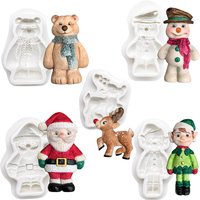 Christmas Snowman Santa Claus Reindeer Silicone Sugarcraft Mold Resin Tools Cupcake Baking Mould Fondant Cake Decorating Tools
