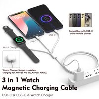 3 in 1 Charging Cable USB-C Phone Charging Adapter with Magnetic Wireless Charger for iWatch 1-11 Series, Portable Travel Dock
