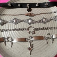 Punk Star Spiked Metal Chain Choker Necklace For Women Men Gothic Harajuku Personalized Neck Decoration Statement Grunge Jewelry