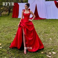 RFYR Red Prom Dress Halter Party Dress for Women High Slit Evening Dress Satin Princess Gowns for Women vestidos Customized