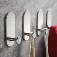 4pcs Pieces Self-Adhesive Hooks, Stainless Steel Shower Robe Towel Wall Hooks, No Drilled Wall Hooks