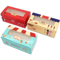 20pcs Paper box windows wedding kids birthday cake kraft gift paper packaging box food baking candy cookies supplier