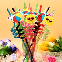 8pcsReusable spiral straws for the beach, beach party-themed decorative straws,perfect for birthday parties and cocktail parties