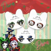 New The Freak Circus Pierrot Harlequin Cosplay Anime Earrings Pendant Fans Gift Ear Clip Props Jewelry Birthday Gift