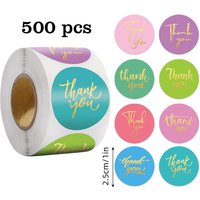 500PCS 1 Inch Gold Foil Thank You Stickers, Colorful Decals for Envelopes, Gifts & Wedding Decor