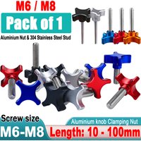 1pc M6 M8 *10mm to 100mm Stainless steel Thread Aluminum Star Plum Bakelite Hand Tighten Thumb Screw Knob Tightening Screw bolts