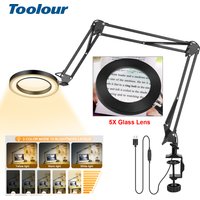 5X Illuminated Magnifier Long Swing Arm USB 3 Colors 72 LED Magnifying Glass for Soldering Iron Repair/Table Lamp/Reading/DIY