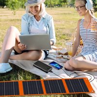 A 40W Foldable Solar Panel Charger with USB and Type-C Output for Mobile Phones, Tablets, Power Bank - Durable Material