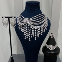 00058 Fashion 4pcs Jewelry Set For Women Necklace Earrings Bracelet Ring Set Elegant Crystal Zircon Wedding Party Gift Luxury Br