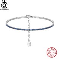 ORSA JEWELS Authentic 925 Sterling Silver Tennis Bracelet Fashion Black&Pink&Blue 4A Zirconia Bracelet Jewelry for Women SB190