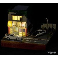 1:64 Scale DIY Japanese Tofu Shop Diorama Kit with LED Lights, Miniature Street Scene for Model Car Display