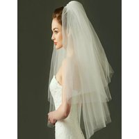 White Ivory Two Layers Bridal Veil Cheap Bride Accessories Short Women Cut Edge Bridal Marriage Short Head Bridal Accessories