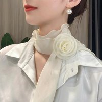 Stylish Luxury Chiffon Scarf Elegant Trendy Detachable Rose Decor Neck Scarf Versatile Neck Scarves For Women Girls Gifts