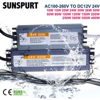 5PC IP67 Waterproof Switching Power Supply Transformer AC110V~220V To DC 12V 24V Lighting Driver 30W 50W 100W 200W For LED Strip