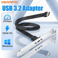 USB 3.2 Front Panel Header Type-E To USB-C Type C Female Connector 100W PD Extension Wire Cable +Panel Mount Screw 30/50CM