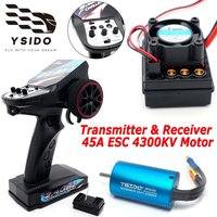 YSIDO 7CH 2.4GHz Transmitter & Receiver 45A ESC 4300KV Motor Set Battery for RC Car SCY16101Pro 16103Pro SG116Pro SG116 MAX Q130