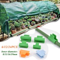 6/12/24Pcs Plastic Pipe Clamps For Greenhouse Frame Film Plant Support Tunnel Tarpaulin Cover Fixing Clip Garden Accessories