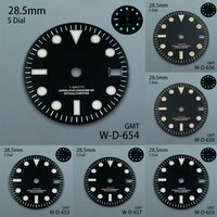28.5mm S Logo GMT Black Dial Fit NH34 Japan Movement Ice Blue Luminous Watch Modification Accessories