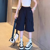 Girls Workwear Shorts 2026 Summer Kids Lightweight Loose-Fit Pants Teenager Casual Clothing Children Wide-leg Knee Length Shorts