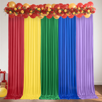 10*8 Feet Red, Yellow, Green, Blue, Purple, and Colorless Backdrop Curtains, 5 Pieces, 2X8 Feet Wrinkle-Free Soft Polyester Photo Backdrop Curtains, Suitable for Weddings, Birthday Parties, Bachelor