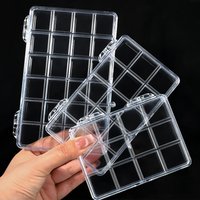 12/15/24Grids Empty Storage Box Clear For Nail Accessories Transparent Plastic Container For Jewelry Rhinestones Rectangle Case