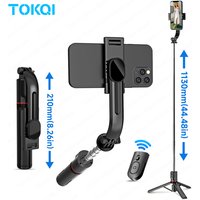 TOKQI L13 Mini Selfie Stick Foldable Tripod 44.48" Extended Pole with Wireless Bluetooth Remote for Android IOS Smartphone Shoot