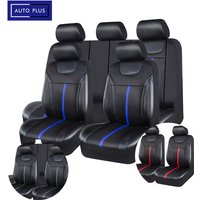 AUTO PLUS PU Leather And Mesh Cloth Universal Car Seat Cover Set Car Accessories Unisex Fit Most CAR SUV Van Truck Seat Cushion