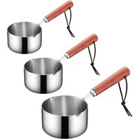304 Stainless Steel Mini Soup Pot with Wooden Handle Condiment Sauce Pan Small Saucepan for Making Sauces Heating Milk Kitchen