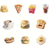 10Pcs Food Fridge Magnets Set - Hamburger, Fries, Pizza, Cake Decor, Home Magnetic Tags, Birthday Party Gift
