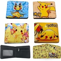 Pokemon Short Wallets Pikachu Leather Fold Wallets Portable Cartoon Card Holder Coin Purse HD Printing Cover Purses Kids Gifts
