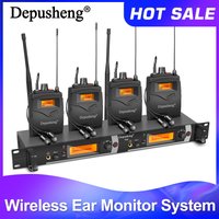Depusheng TX2/4 Wireless Ear Monitor System 2/4 Channel Bodypack Monitor with in Earphone Wireless Type Used for Stage or Studio
