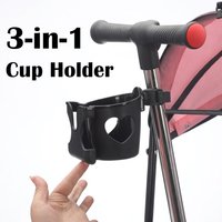 2 in 1 Pram Cup Holders Baby Stroller Water Cup Holder with Mobile Phone Holder Anti-Slip Design Pram Accessories