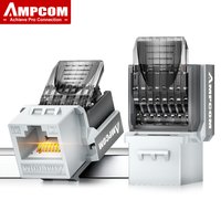 AMPCOM RJ45 Keystone Jack 90 Degree Punch Down Free Cat6/CAT6A, 50U Gold Plated Network Plug Module Connector for Office, Home